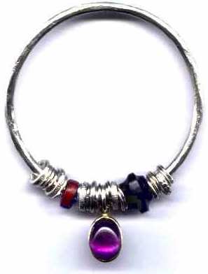 Amethyst and exotic hardwood bangle