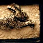 Leaping rabbit sculpture